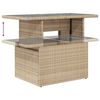 vidaXL Garden Table with Glass Top Beige 100x55x73 cm Poly Rattan