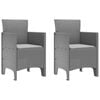 vidaXL Garden Chair 2 pcs Light Grey Polypropylene