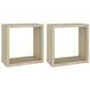 vidaXL Wall Cube Shelves 2 pcs Sonoma Oak 30x15x30 cm