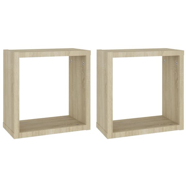 vidaXL Wall Cube Shelves 2 pcs Sonoma Oak 30x15x30 cm