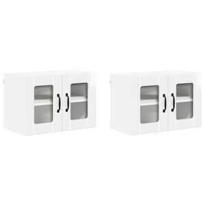 vidaXL Wall Glass Cabinet LUCCA 2 pcs High Gloss White 60 x 31 x 40 cm