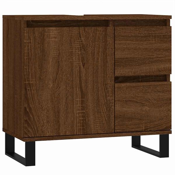 vidaXL Bathroom Cabinet Brown Oak 65x33x60 cm Engineered Wood