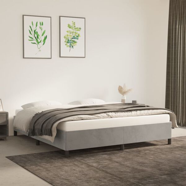 vidaXL Bed Frame without Mattress Light Grey Super King Velvet