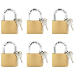vidaXL U Lock with Keys 6 pcs Brass Iron