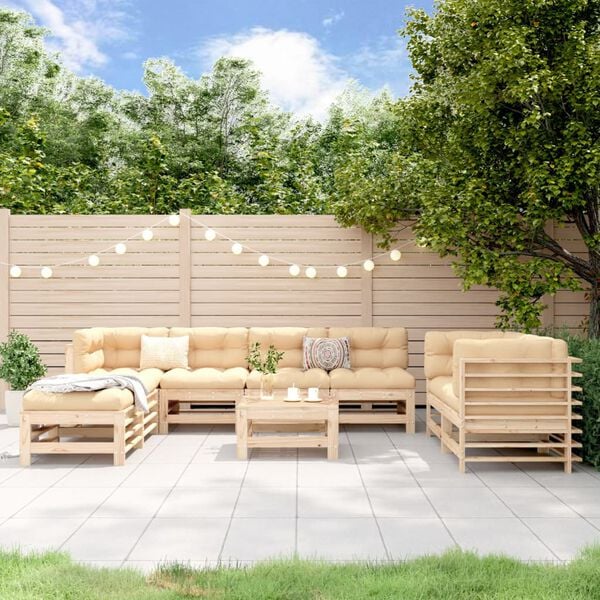 vidaXL 9 Piece Garden Lounge Set Solid Wood Pine