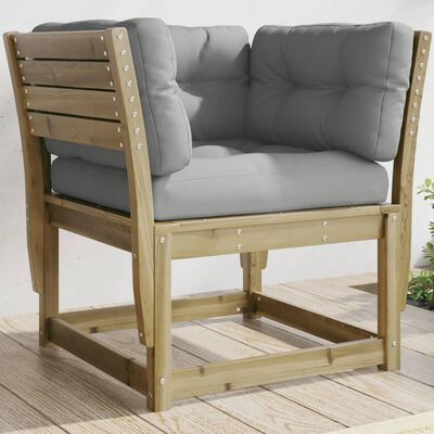 vidaXL Garden Sofa Armrest with Cushions Impregnated Wood Pine