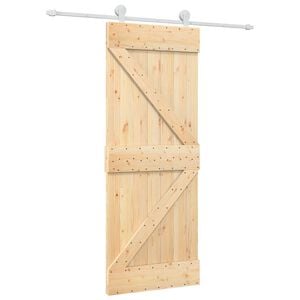 vidaXL Sliding Door Natural and White 80 x 210 cm Solid Pine Wood