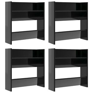 vidaXL Wall Shoe Cabinets 4 pcs High Gloss Black 60x18x60 cm Engineered Wood
