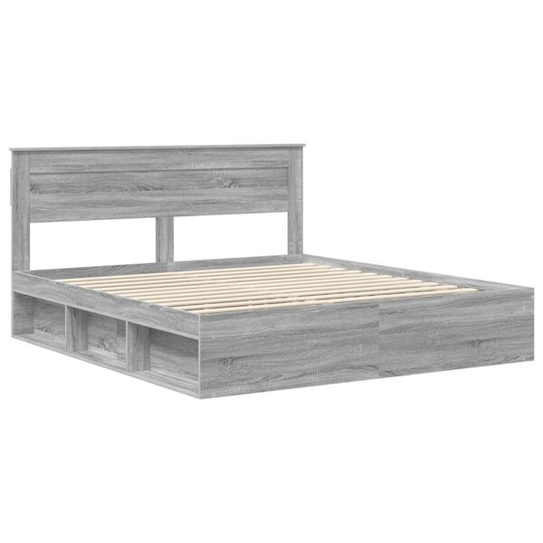 vidaXL Bed Frame Grey Sonoma 180 x 200 cm Solid Pine Wood