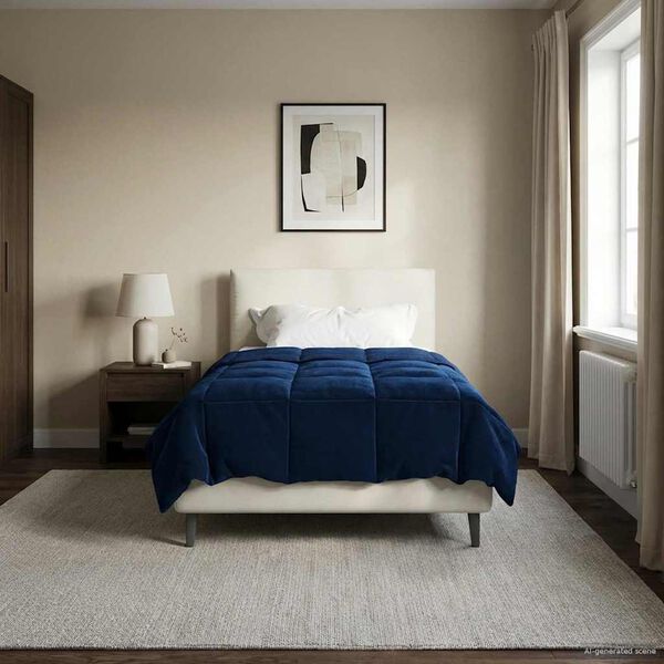 vidaXL Full Year Duvet Quilted Dark Blue 155 x 200 cm Microfiber