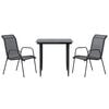 vidaXL 3 Piece Garden Dining Set Black Steel and Textilene