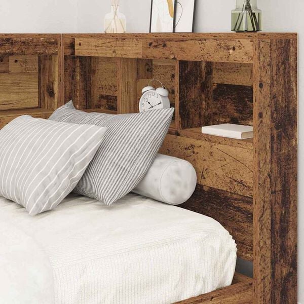 vidaXL Storage Headboard with Shelf Old Wood 80 cm Engineered Wood