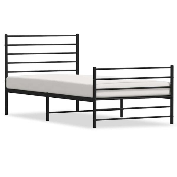 vidaXL Metal Bed Frame without Mattress with Footboard Black 107x203cm