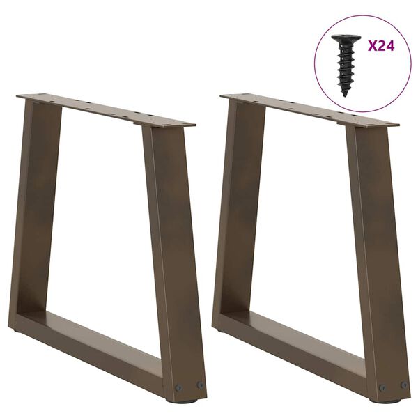 vidaXL Coffee Table Legs V-Shape 2 pcs Natural Steel 70x(42-43.3) cm Steel