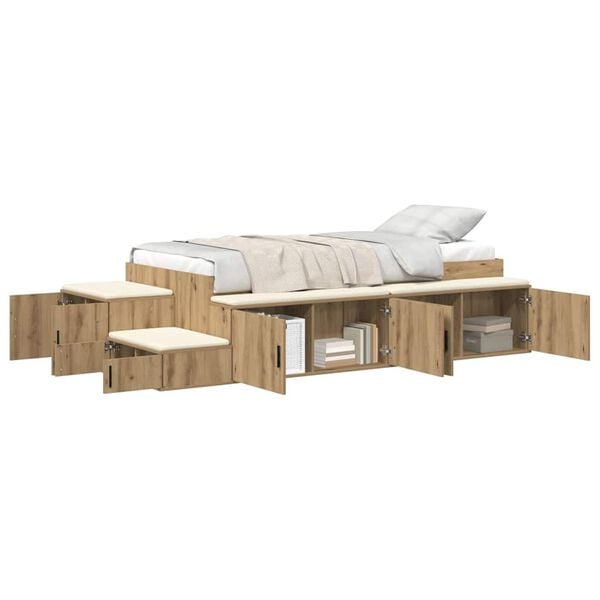 vidaXL Storage Bed Frame with Drawer Artisan oak 234 x 103 x 53.5 cm