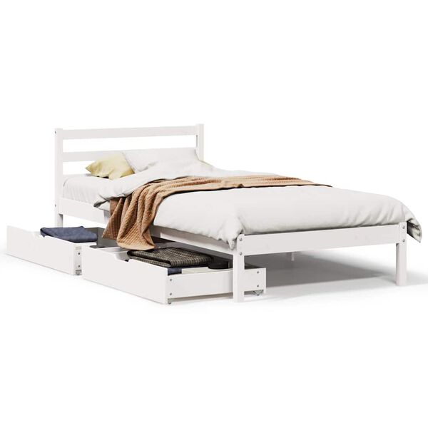 vidaXL Bed Frame without Mattress White 90x200 cm Solid Wood Pine