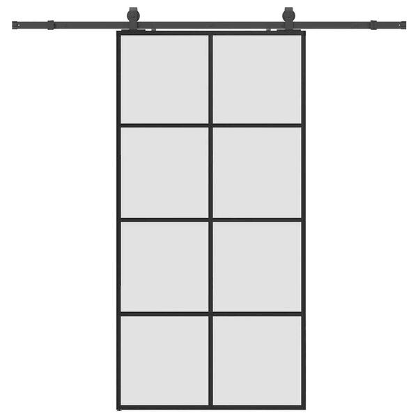 vidaXL Sliding Door with Hardware Set Black 102.5x205 cm ESG Glass