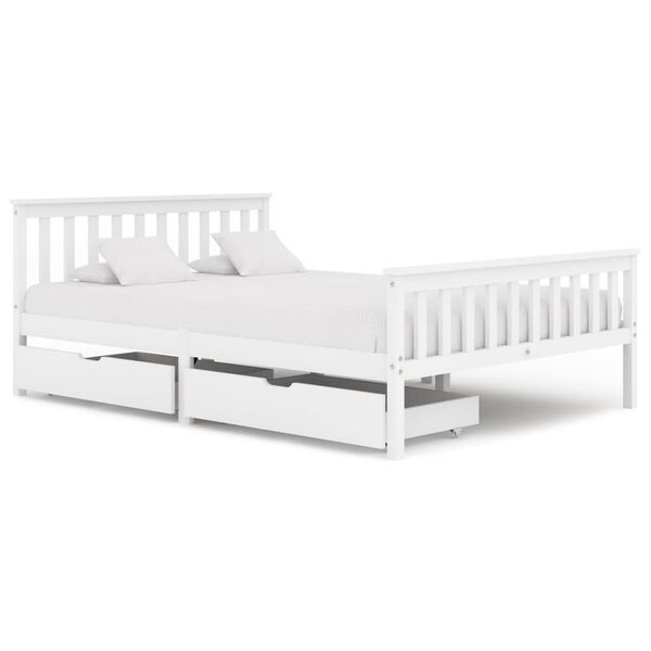 vidaXL Bed Frame without Mattress White Solid Pine Wood 140x200 cm