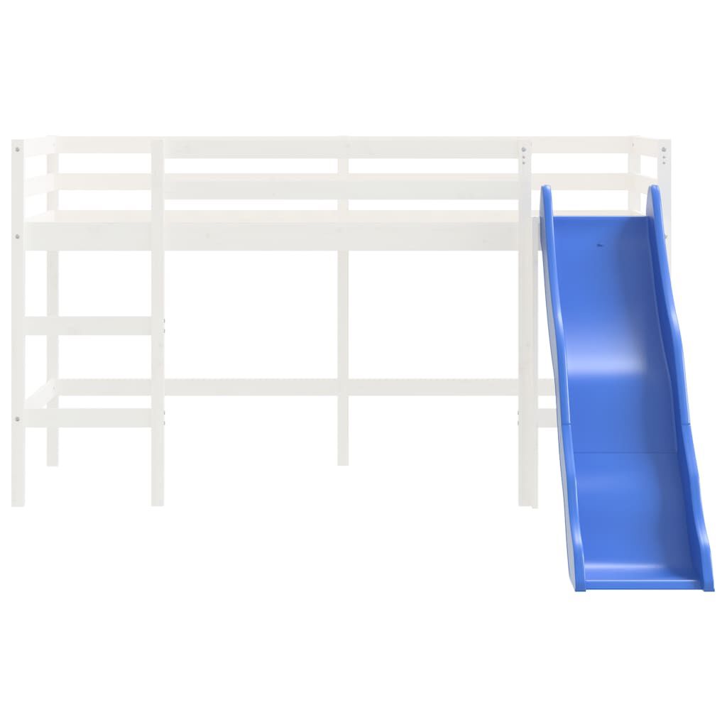vidaXL Kids Loft Bed with Slide White 80x200 cm Solid Wood Pine