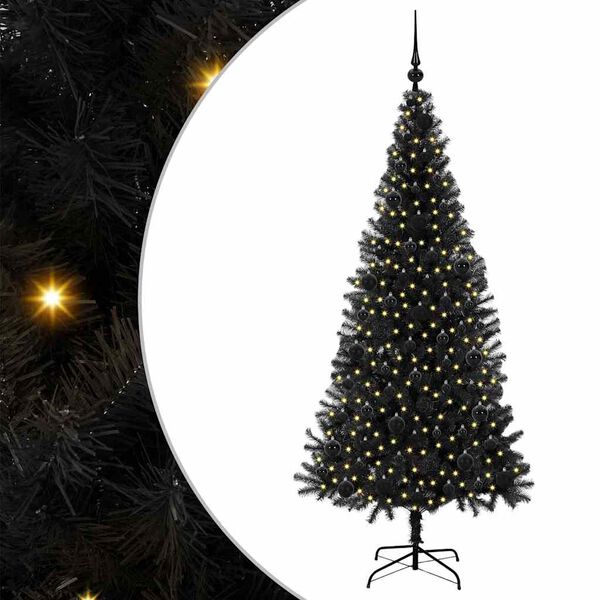vidaXL Christmas Tree with 300 LEDs with Stand Black 180 cm PVC