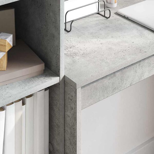 vidaXL Desk with Drawer 2 pcs Concrete Grey