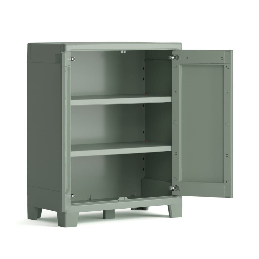 Keter Linear Plastic Cabinet, Low, Light Grey/Black/Blue, 68 X 39 X 90 Cm - View #4