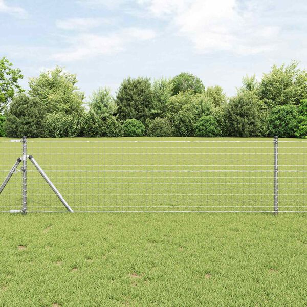 vidaXL Fence Post 2 pcs Silver 50 cm Powder-coated steel