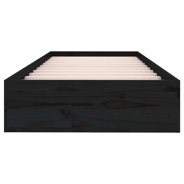 vidaXL Bed Frame without Mattress Black Solid Wood 75x190 cm Small Single