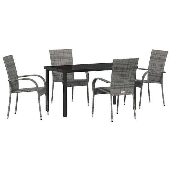 vidaXL Garden Dining Set 5 pcs Grey Powder-Coated Steel