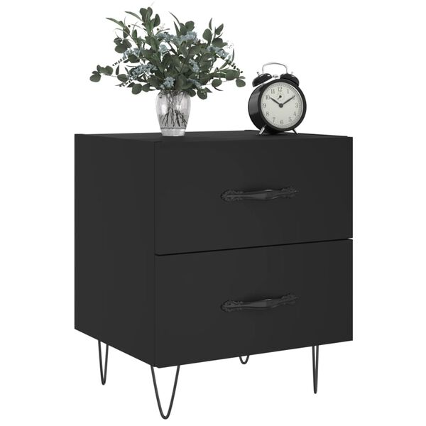 vidaXL Bedside Cabinets 2 pcs Black 40x35x47.5 cm Engineered Wood