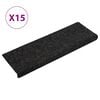 vidaXL Stair Mats Self-adhesive 15 pcs 65x21x4 cm Black Rectangular Edge