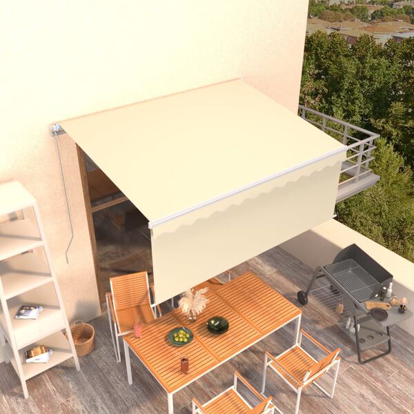 vidaXL Manual Retractable Awning with Blind 3x2.5m Cream