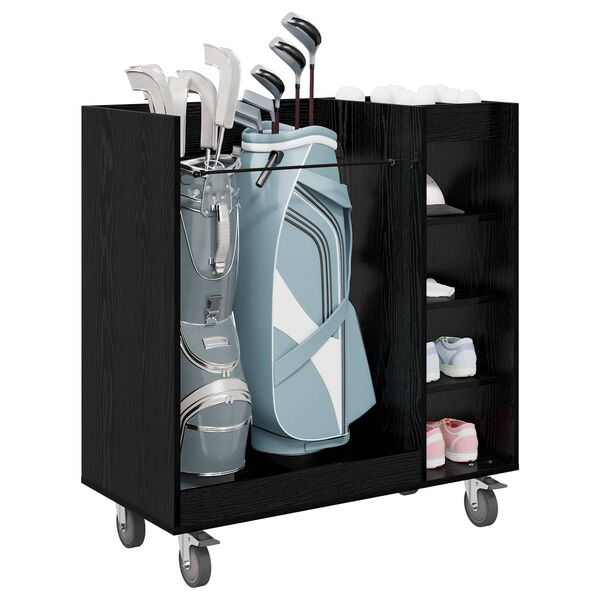 vidaXL Golf Cabinet with Wheel Plain Black Oak 90 x 45 x 98 cm