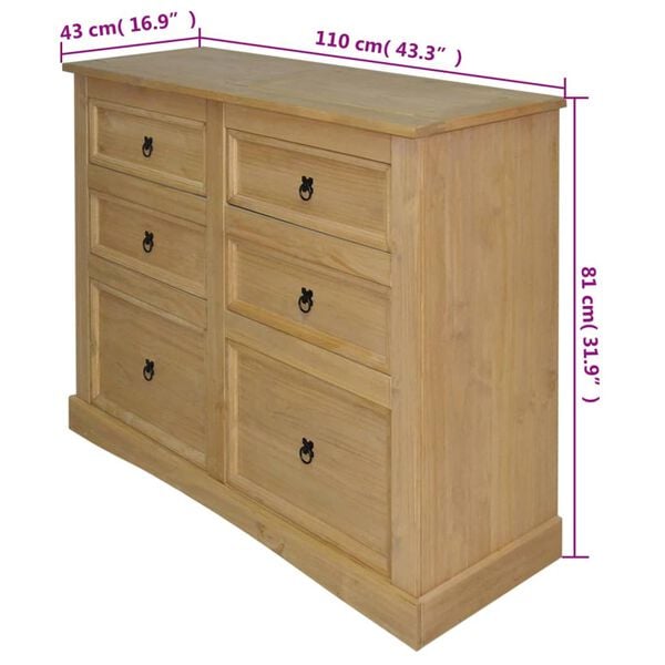 vidaXL Sideboard Mexican Pine Corona Range 110x43x81 cm