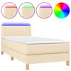 vidaXL Box Spring Bed with Mattress&LED Cream 90x190cm Fabric
