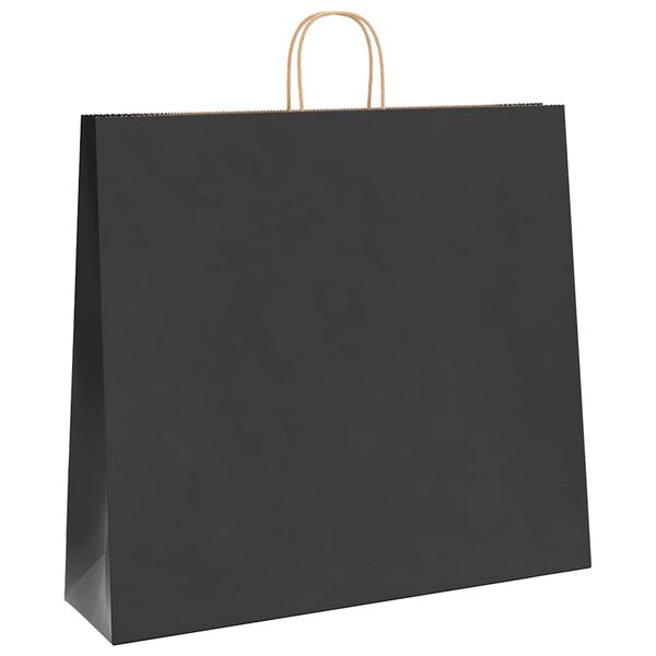 vidaXL Paper Bags 250 pcs with Handles Black 54x15x49 cm