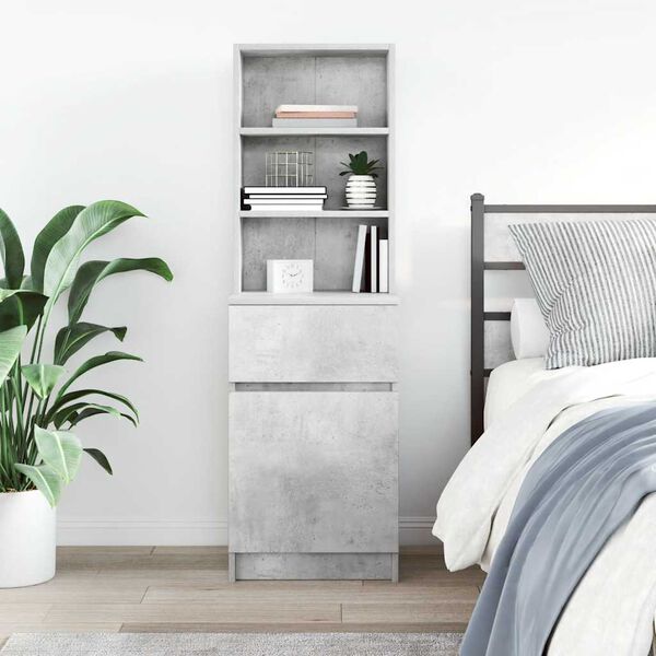 vidaXL Bedside Cabinet Concrete Grey 39x35x125 cm Engineered Wood