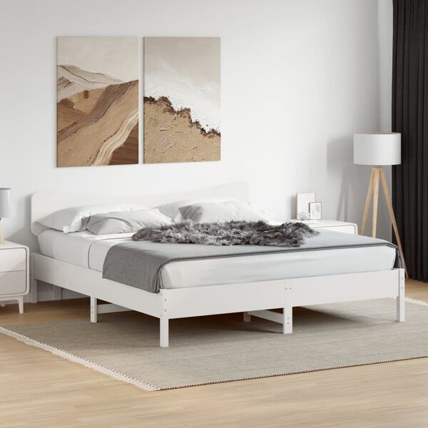 vidaXL Bed Frame without Mattress White 180x200 cm Super King Solid Wood Pine