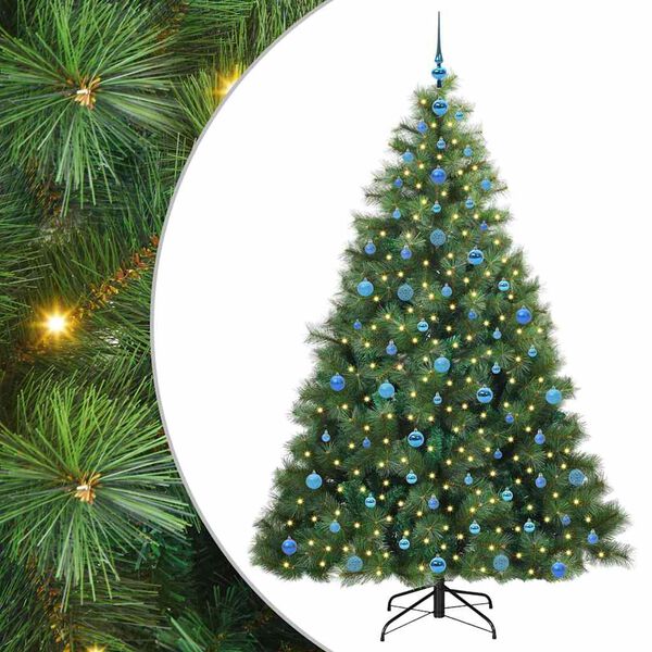 vidaXL Artificial Christmas Tree with 300 LEDs Green 210 cm PE and PVC