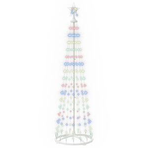 vidaXL LED Cone Christmas Tree 180 cm 250 LEDs Multicolour Steel White