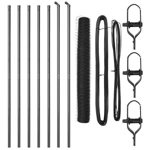 vidaXL Fence Post Grey 10 x 1 m (36 mm mesh) Steel and PVC