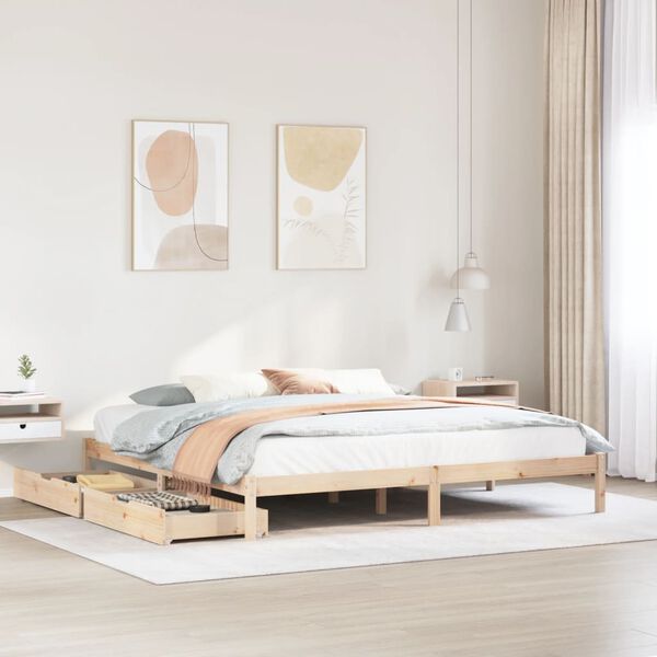 vidaXL Bed Frame without Mattress 180x200 cm Super King Solid Wood Pine