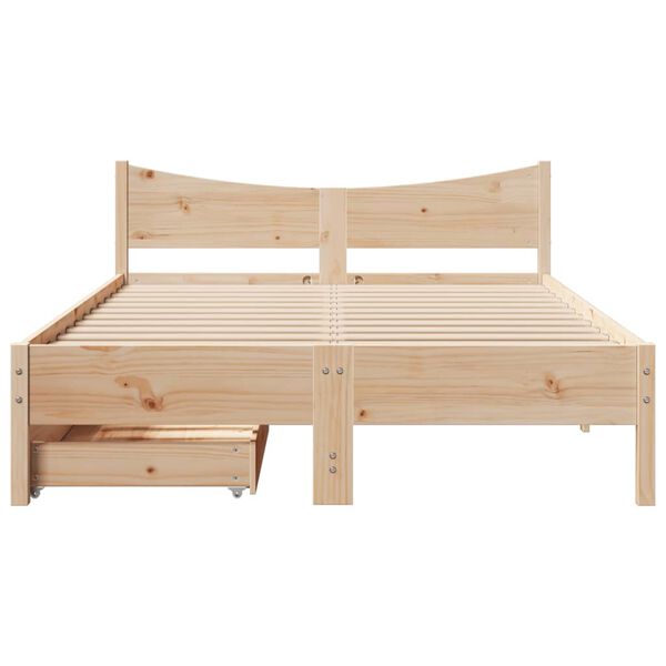 vidaXL Bed Frame with Drawers 160x200 cm Solid Wood Pine