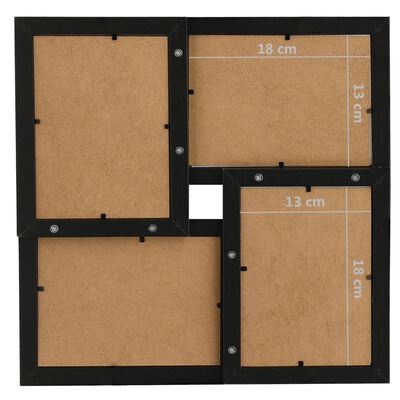vidaXL Collage Photo Frame for 4x(13x18 cm) Picture Black MDF