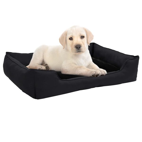 vidaXL Dog Bed Black 85.5x70x23 cm Linen Look Fleece
