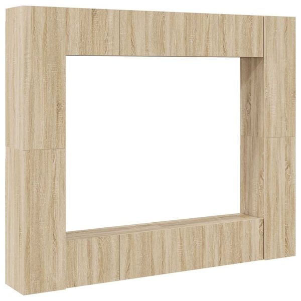 vidaXL 8 Piece TV Cabinet Set Sonoma Oak Engineered Wood