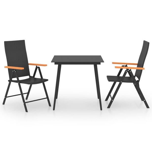 vidaXL 3 Piece Garden Dining Set Black and Brown