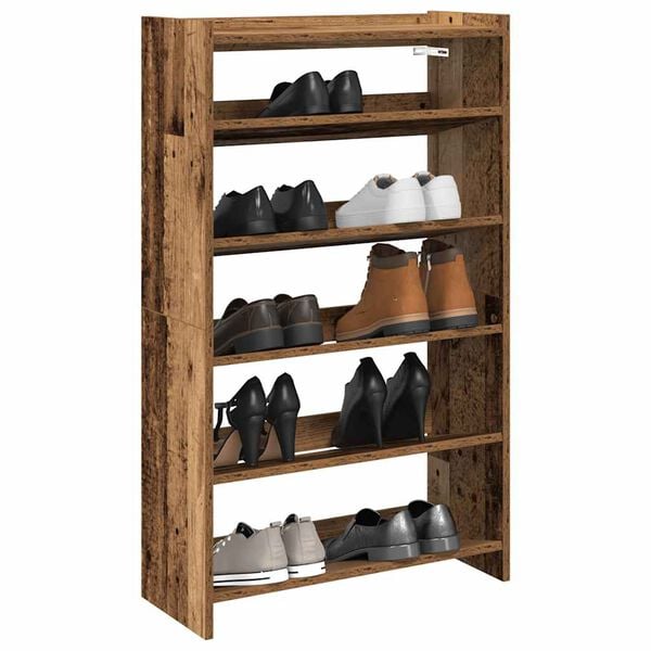 vidaXL Shoe Rack Old Wood 60x25x100 cm Engineered Wood