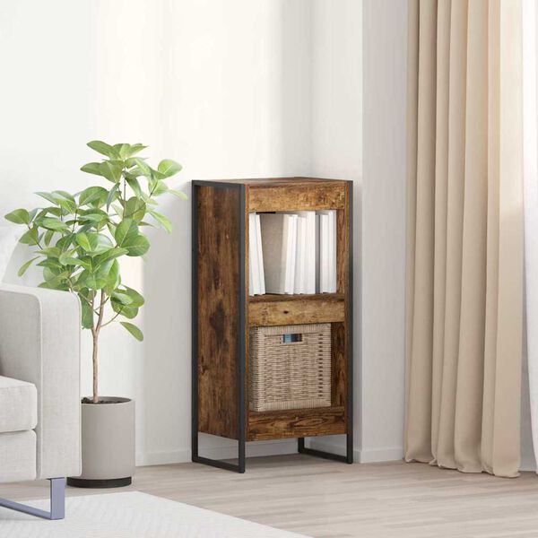 vidaXL Book Cabinet Smoke Oak 40 x 30 x 86.5 cm Engineered Wood