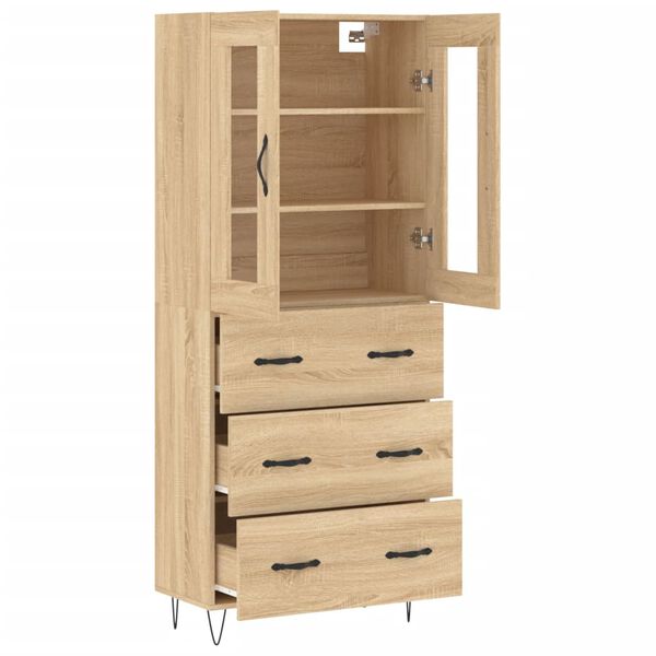 vidaXL Highboard Sonoma Oak 69.5x34x180 cm Engineered Wood